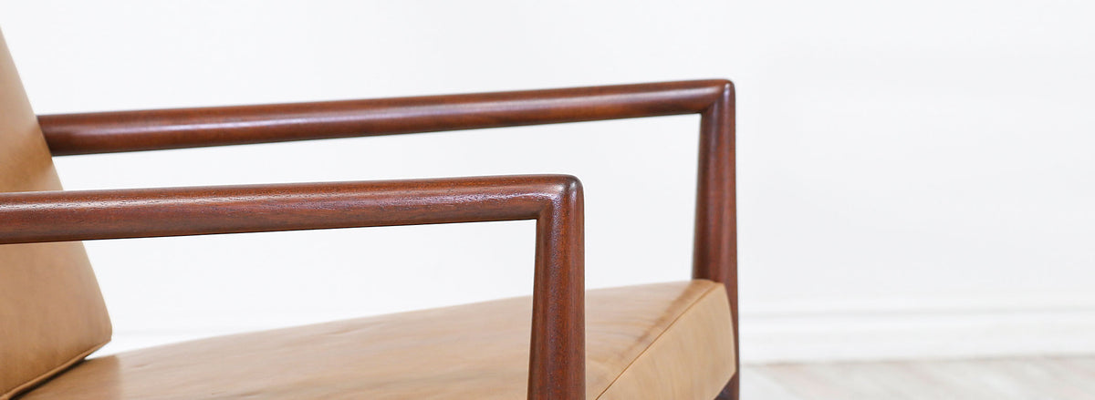 T.H. Robsjohn-Gibbings Leather Lounge Chairs for Widdicomb