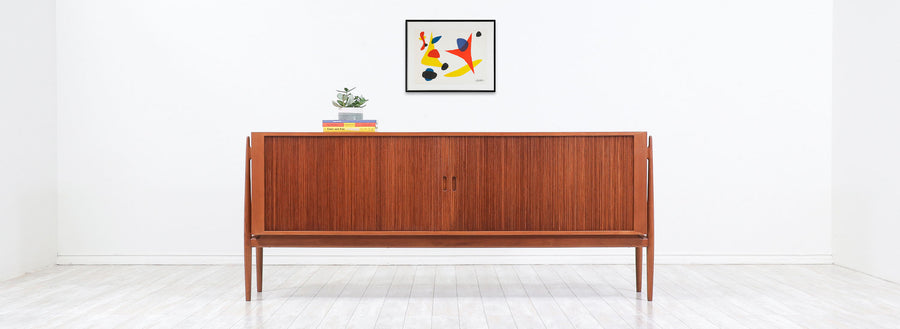 Niels Vodder NV54 Tambour-Door Teak Credenza 