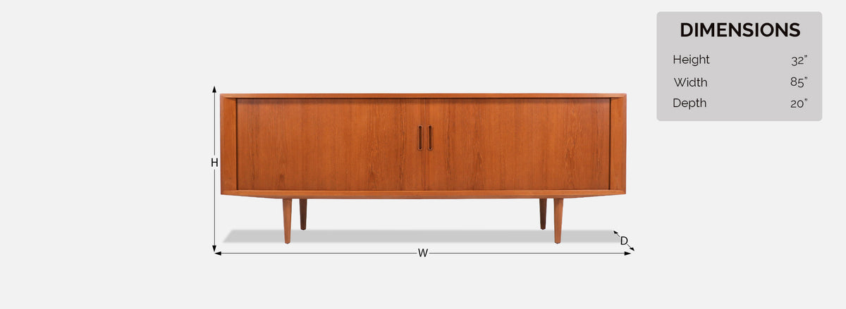 Danish Modern Tambour-Door Credenza by Carlo Jensen for Hundevad & Co.