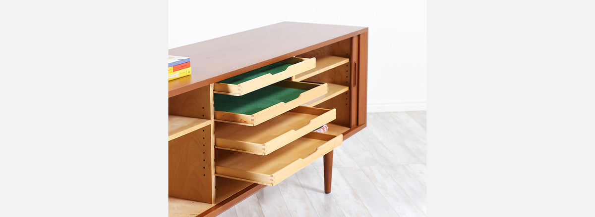 Danish Modern Tambour-Door Credenza by Carlo Jensen for Hundevad & Co.