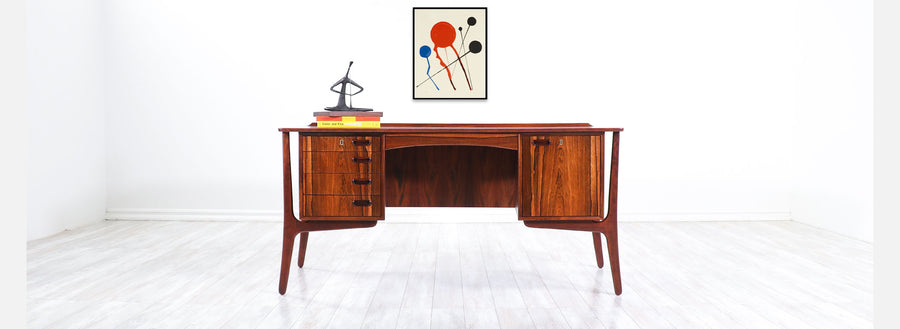 Svend A. Madsen Rosewood Desk with Bookshelf for H.P. Hansen