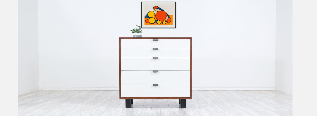 George Nelson Two-Tone Lacquered & Walnut Chest of Drawers for Herman Miller 
