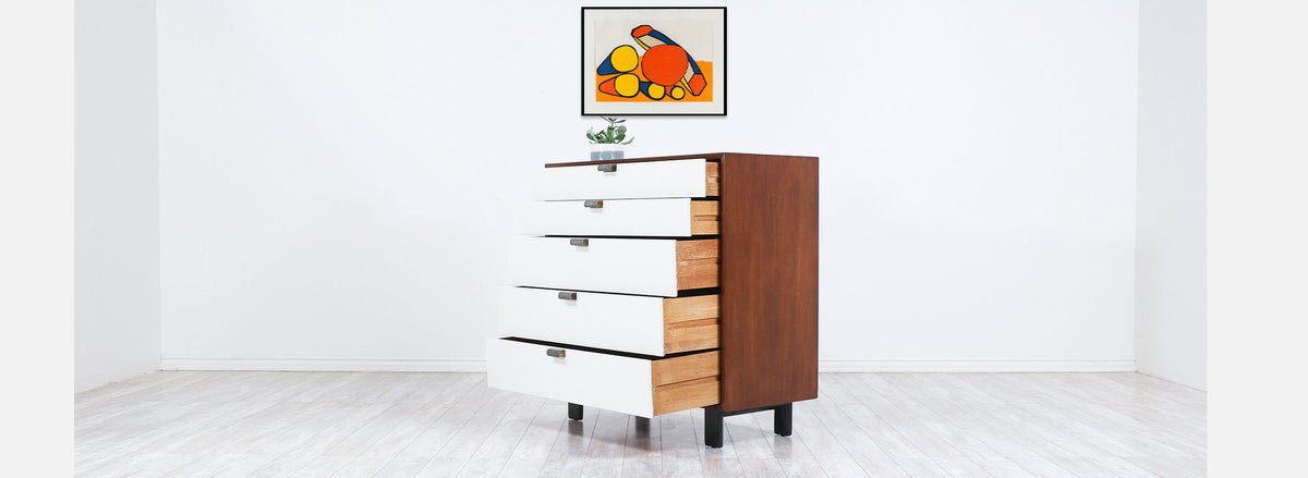 George Nelson Two-Tone Lacquered & Walnut Chest of Drawers for Herman Miller 