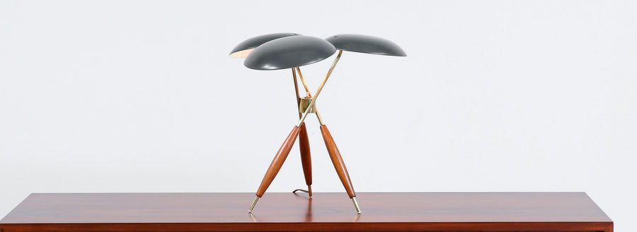 Gerald Thurston Brass Tripod Table Lamp for Lightolier Co. 