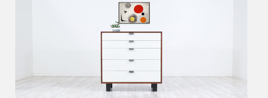 George Nelson Two-Tone Walnut & Lacquered Chest of Drawers for Herman Miller