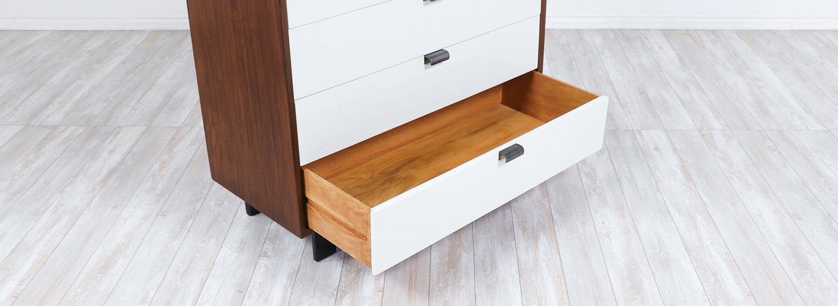 George Nelson Two-Tone Walnut & Lacquered Chest of Drawers for Herman Miller