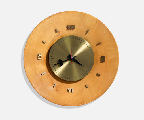 George Nelson Birch & Brass Wall Clock for Howard Miller