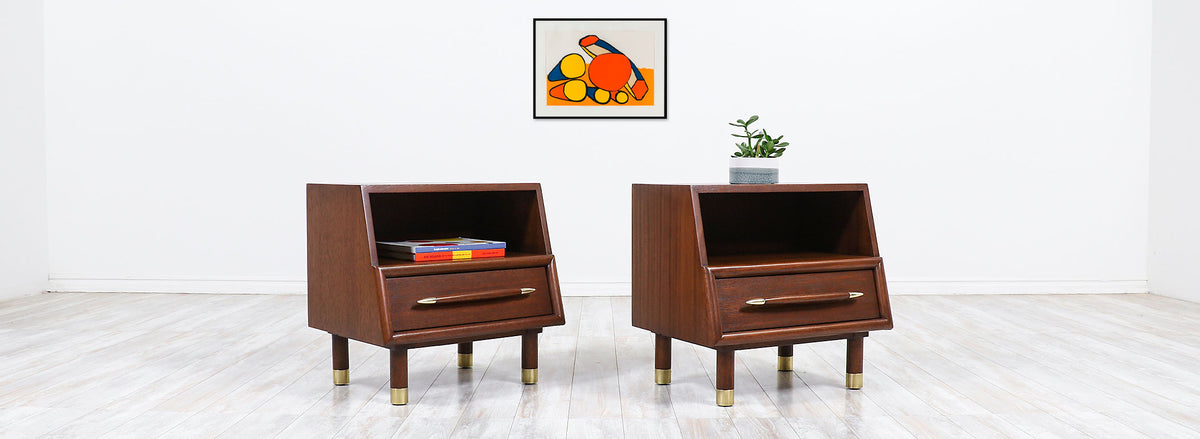 Mid-Century Walnut Night Stands by John Keal for Brown Saltman