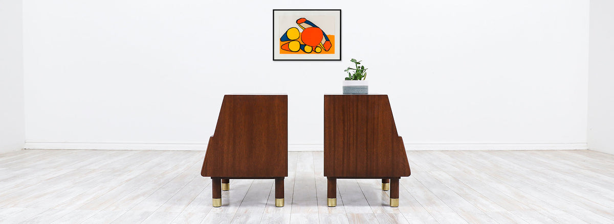 Mid-Century Walnut Night Stands by John Keal for Brown Saltman