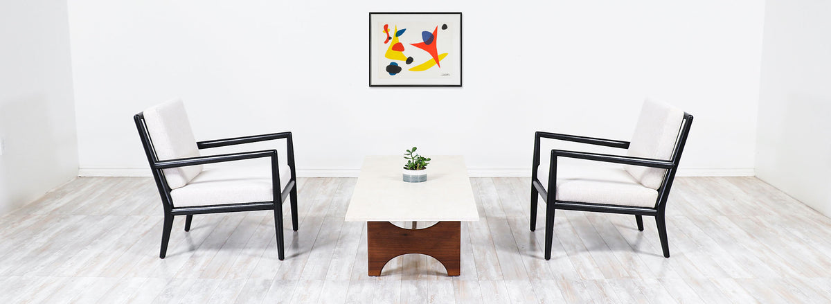 T.H. Robsjohn-Gibbings Ebonized Lounge Chairs for Widdicomb
