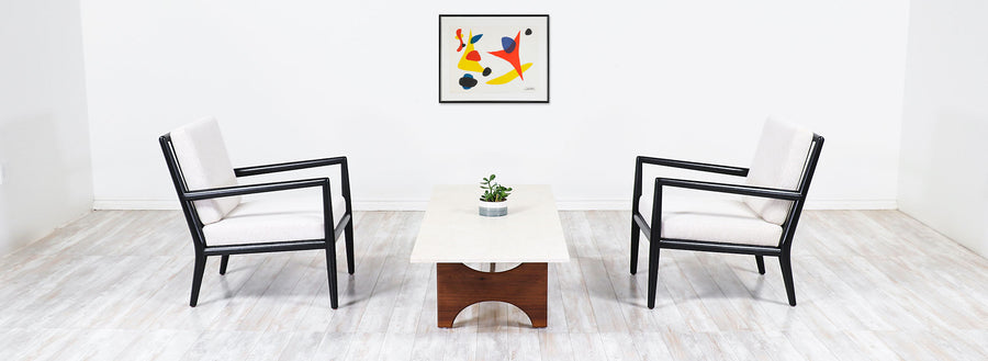 T.H. Robsjohn-Gibbings Ebonized Lounge Chairs for Widdicomb