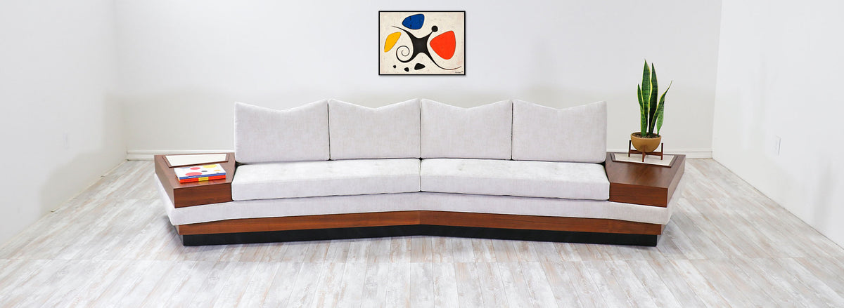 Adrian Pearsall Sofa with Travertine Top Side Tables for Craft Associates 