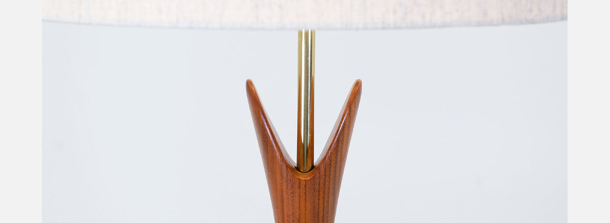 Mid-Century Sculpted Walnut Table Lamps by Modernera Lamp Co. 