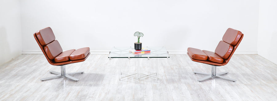 Charles Hollis Jones "Treillage" Chrome & Lucite Coffee Table 