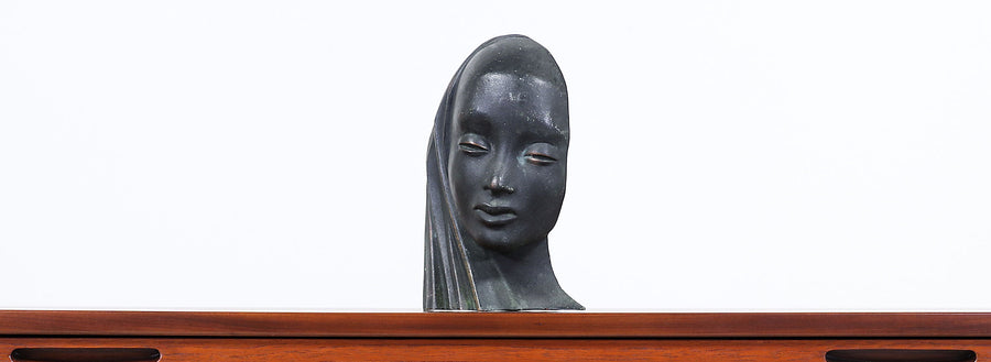 Mid-Century Modern Bronze Women Bust Sculpture