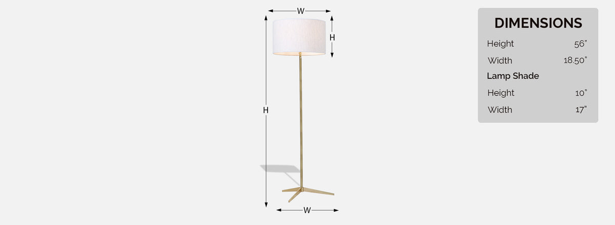 Mid-Century Brass Tripod Floor Lamp by Laurel Light Co. 