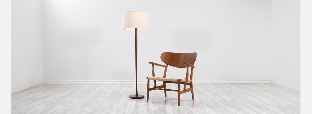 Swedish Modern Teak Tulip Style Floor Lamp