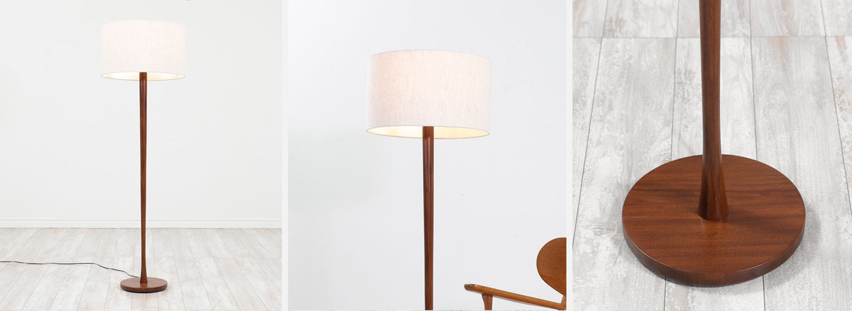 Swedish Modern Teak Tulip Style Floor Lamp