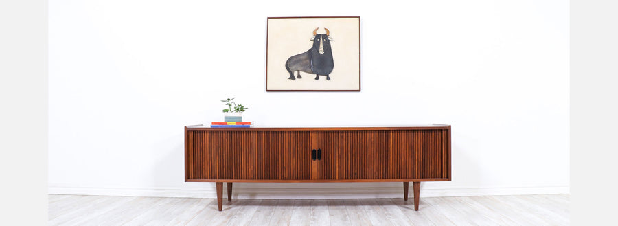 Mid-Century Modern Ceramic Bull Wall Art