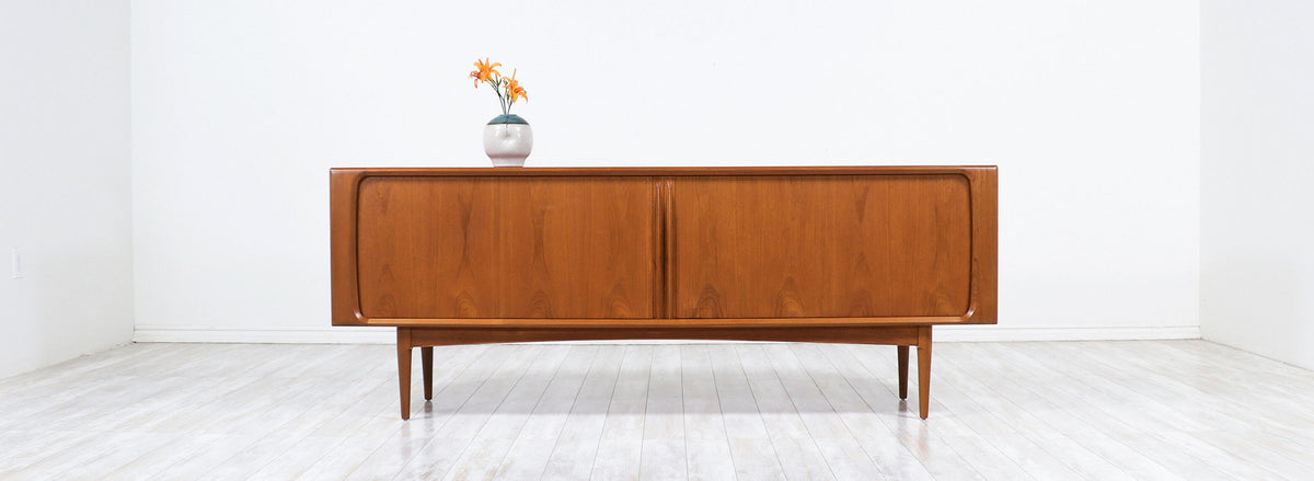Danish Modern Tambour-Door Teak Credenza by Bernhard Pedersen