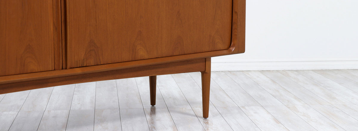 Danish Modern Tambour-Door Teak Credenza by Bernhard Pedersen