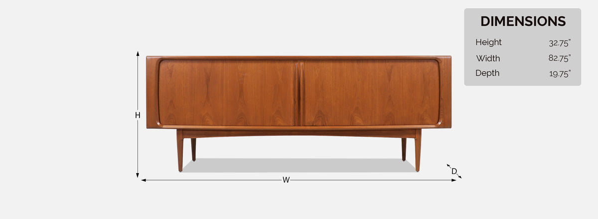 Danish Modern Tambour-Door Teak Credenza by Bernhard Pedersen