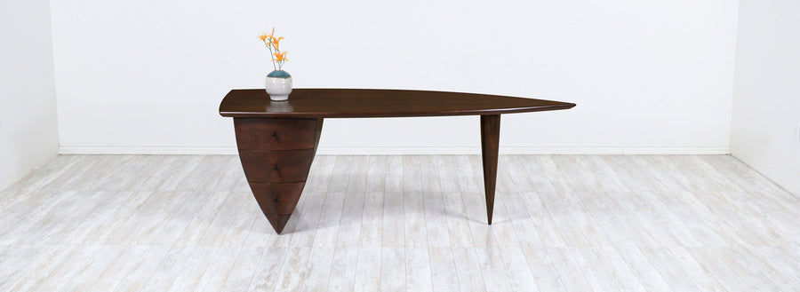 Mid-Century Modern Asymmetrical Executive Desk after Wendell Castle 