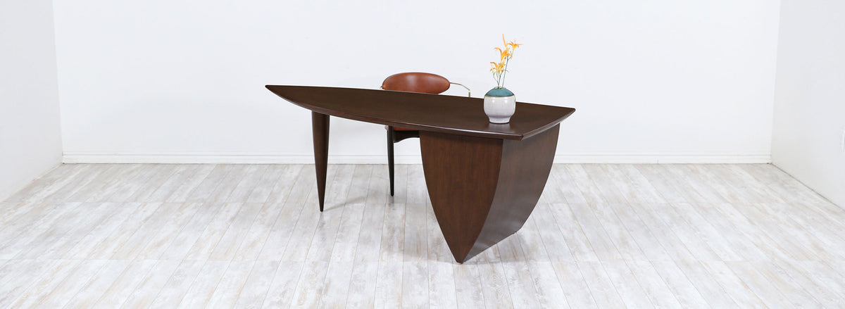 Mid-Century Modern Asymmetrical Executive Desk after Wendell Castle 
