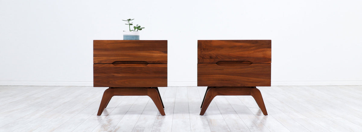 Mid-Century Modern Sculpted Walnut Night Stands Attributed to Vladimir Kagan