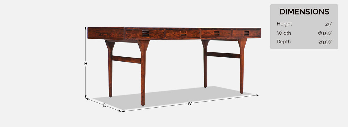 Nanna Ditzel Four-Drawer Rosewood Executive Desk for Søren Willadsen