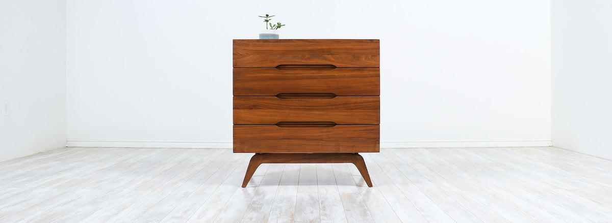Mid-Century Modern Sculpted Walnut Chest of Drawers Attributed to Vladimir Kagan 