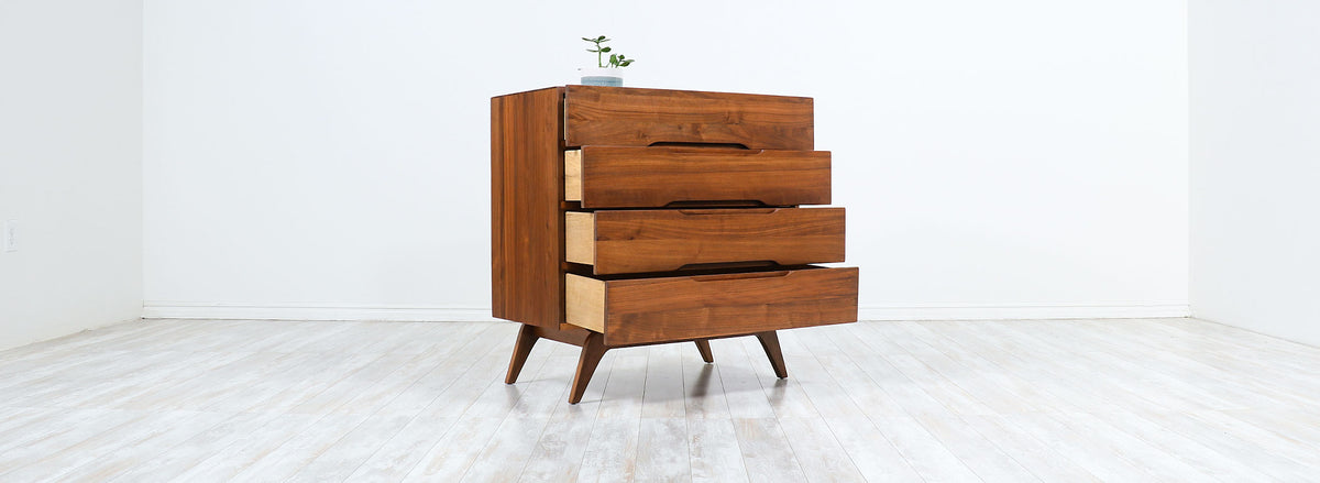 Mid-Century Modern Sculpted Walnut Chest of Drawers Attributed to Vladimir Kagan 