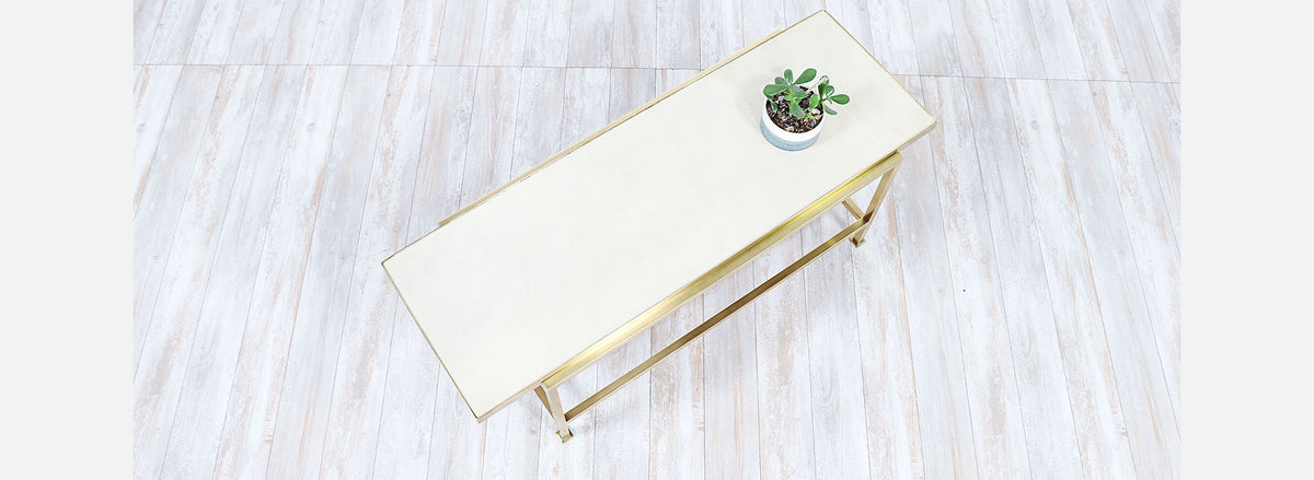 Edward J. Wormley Leather Top & Brass Coffee Table for Dunbar