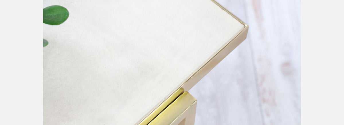 Edward J. Wormley Leather Top & Brass Coffee Table for Dunbar