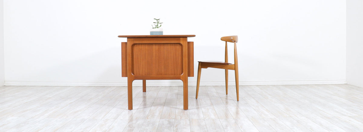 Erik Brouer Executive Teak Desk with Bookcase for Brouer Møbelfabrik