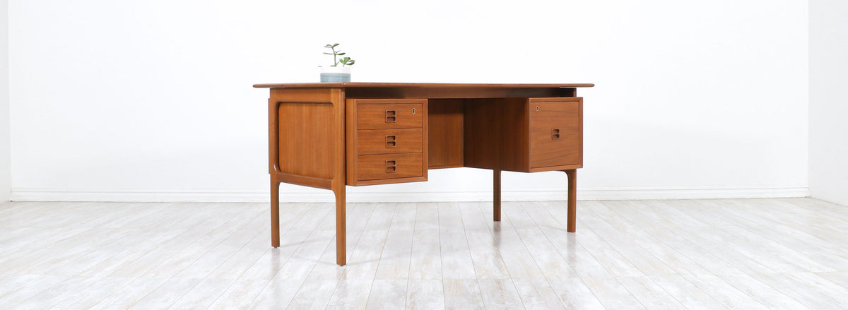 Erik Brouer Executive Teak Desk with Bookcase for Brouer Møbelfabrik