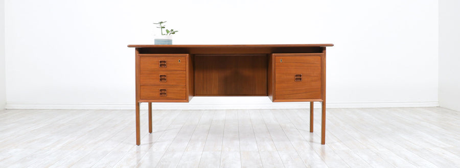 Erik Brouer Executive Teak Desk with Bookcase for Brouer Møbelfabrik