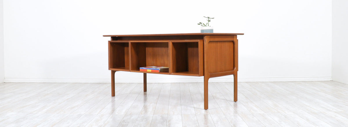 Erik Brouer Executive Teak Desk with Bookcase for Brouer Møbelfabrik