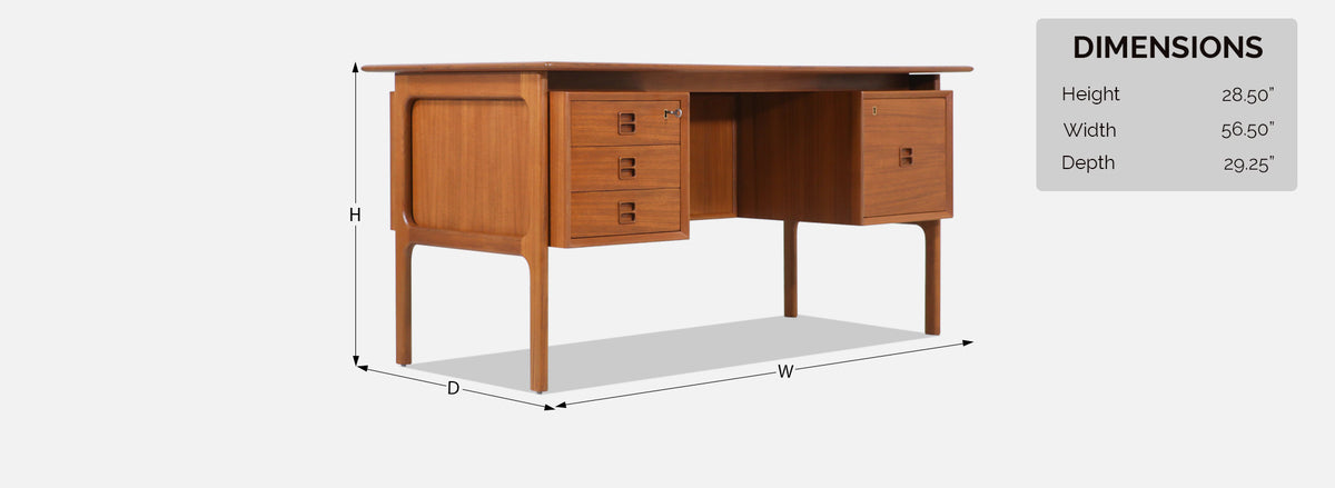Erik Brouer Executive Teak Desk with Bookcase for Brouer Møbelfabrik
