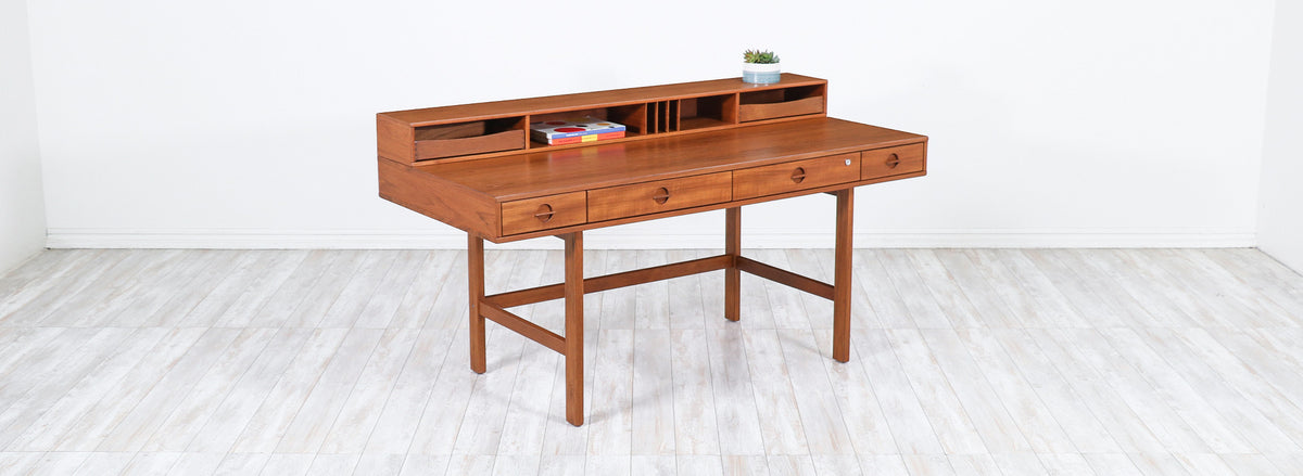 Danish Modern Flip-Top Executive teak Desk by Peter Løvig Nielsen-8 