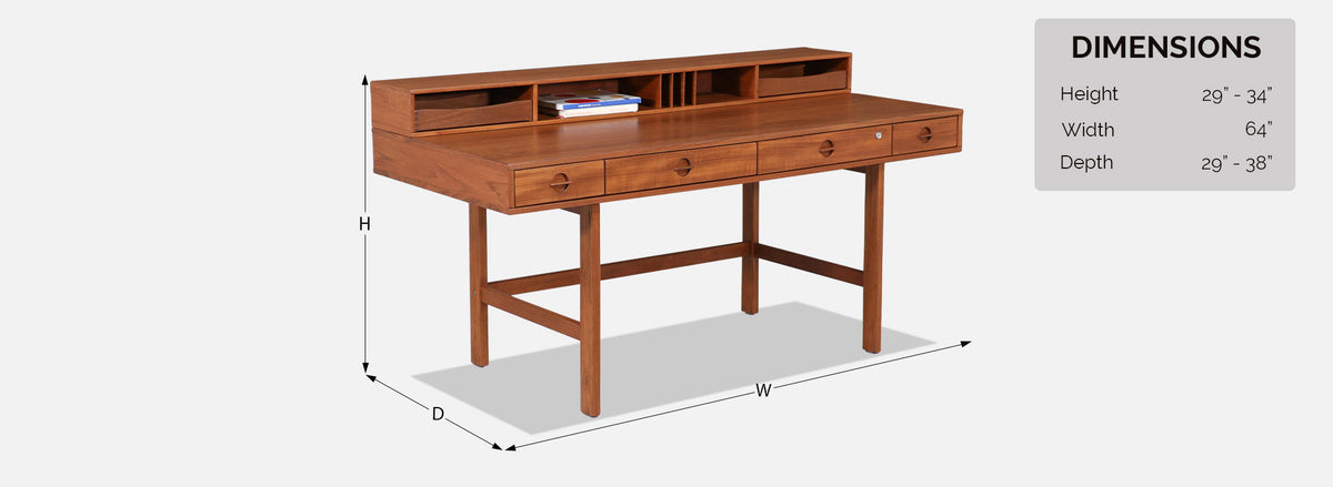 Danish Modern Flip-Top Executive teak Desk by Peter Løvig Nielsen-8 