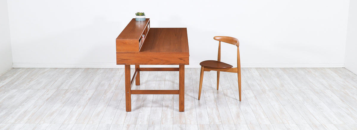Danish Modern Flip-Top Executive teak Desk by Peter Løvig Nielsen-8 