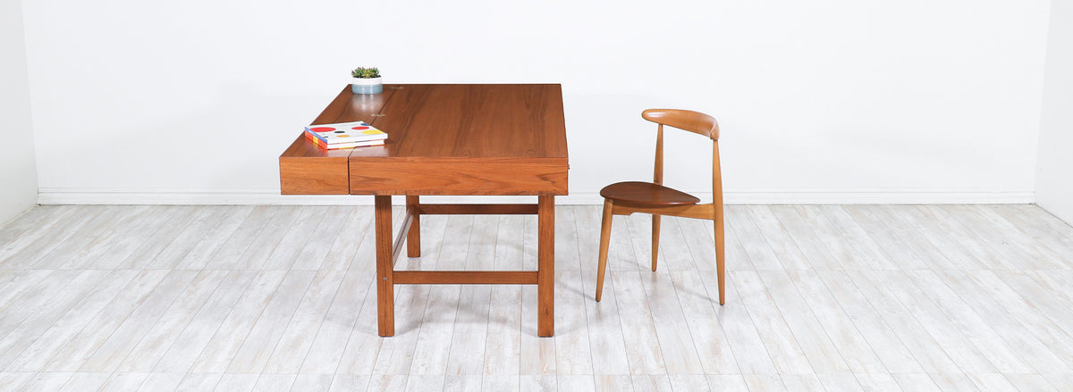 Danish Modern Flip-Top Executive teak Desk by Peter Løvig Nielsen-8 