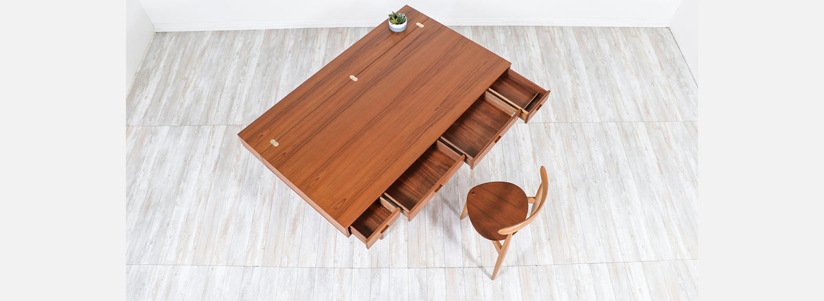 Danish Modern Flip-Top Executive teak Desk by Peter Løvig Nielsen-8 