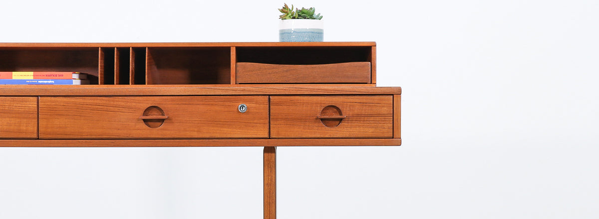Danish Modern Flip-Top Executive teak Desk by Peter Løvig Nielsen-8 