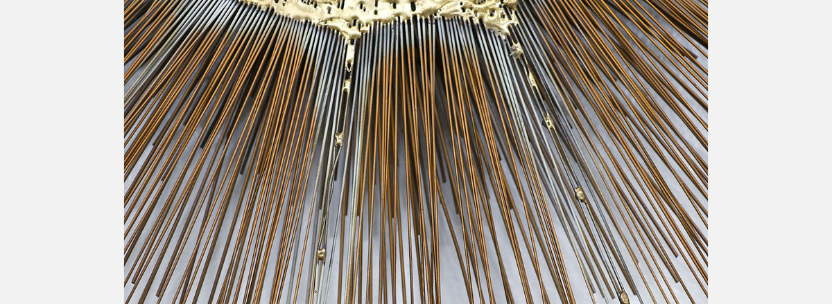 Large Vintage Bronze Sunburst Wall Sculpture by Artist Frederick Prescott, c.1980