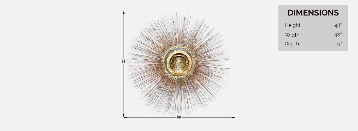 Large Vintage Bronze Sunburst Wall Sculpture by Artist Frederick Prescott, c.1980