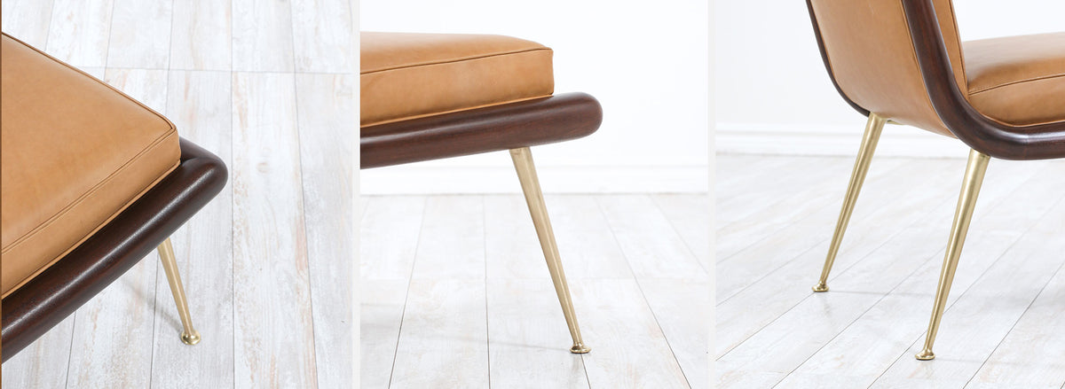 T.H. Robsjohn-Gibbings Brass Accent Lounge Chair for Widdicomb