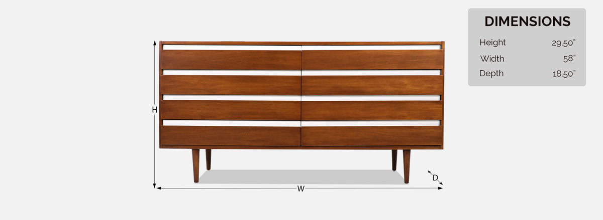 Mid-Century Modern 8-Drawer Dresser by American of Martinsville 
