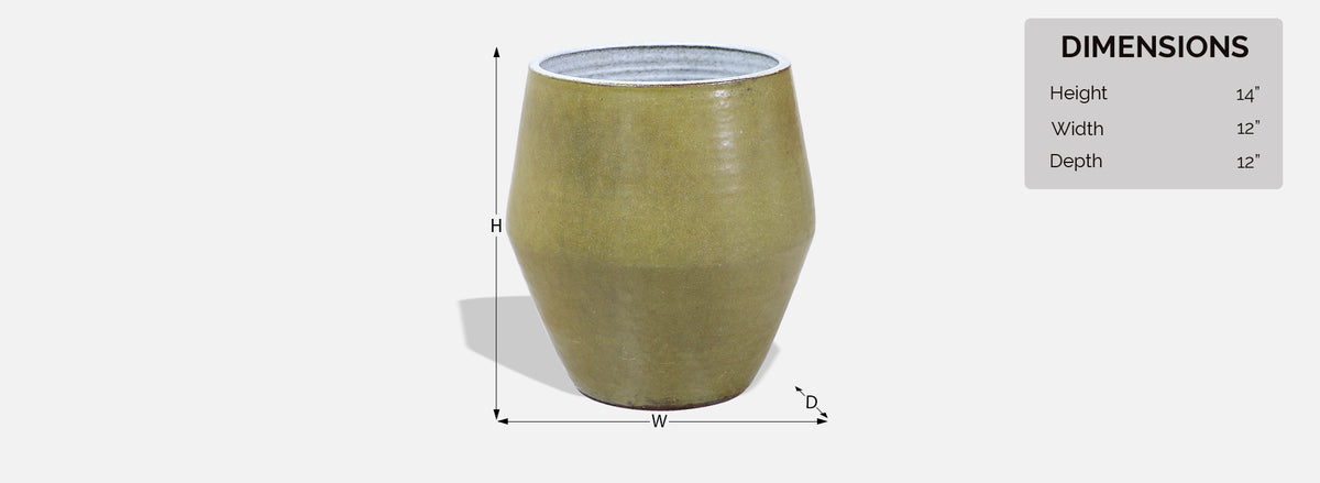 Raul Coronel Olive Green Ceramic Planter for Stoneware Designs
